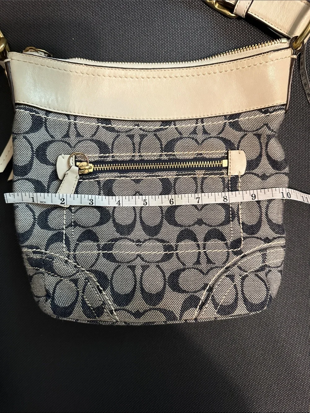 Coach Signature Denim Canvas Crossbody in Chalk and Blue